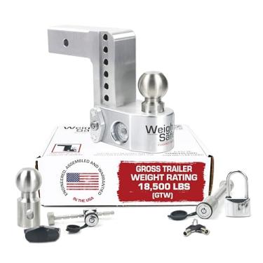 Imagem de Weigh Safe Engate de reboque ajustável de alumínio - Engate de reboque com balança de peso de lingueta embutida - compatível com receptores de 6,3 cm - queda de 15,2 cm, bolas de reboque de aço