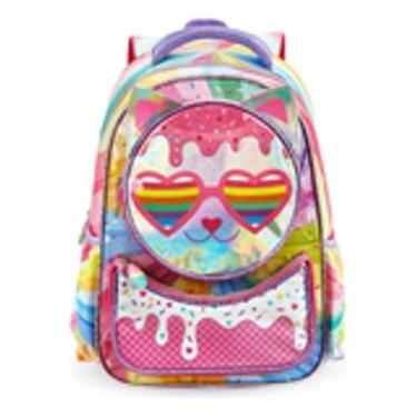 Imagem de Mochila Infantil De Costas Escolar Menina Juvenil Gatinho Cor Rosa Des
