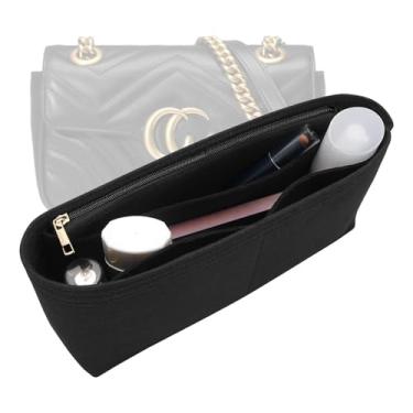 Imagem de Bolsa organizadora de feltro com ajuste de zíper GG Marmont Matelasse, bolsa organizadora de mão para mulheres, bolsa de armazenamento interna, bolsa de armazenamento (média, preta)