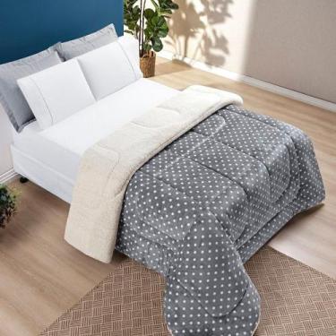 Imagem de Coberdrom Estampado Sherpa E Flannel Petit Poá Solteiro 01 Peça Manta 