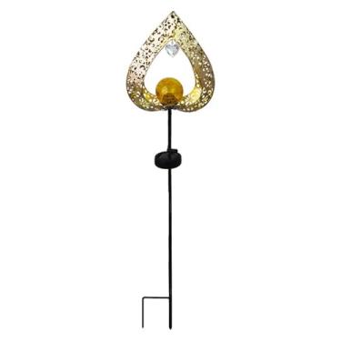 Imagem de FashionCha Luz de Estaca Solar para Iluminação Externa, Luz Decorativa de Metal à Prova D'água em Formato de Coração para Cerca de Quintal