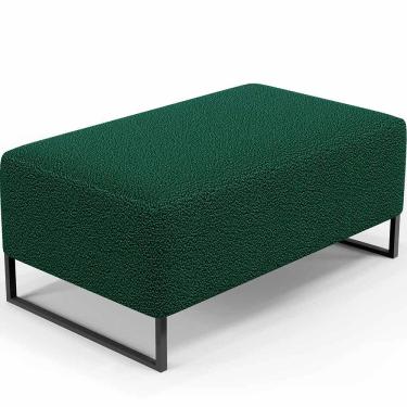 Imagem de Puff Decorativo Sala De Estar Cléo 90cm Base De Ferro Preto W01 Bouclê Verde - Lyam Decor