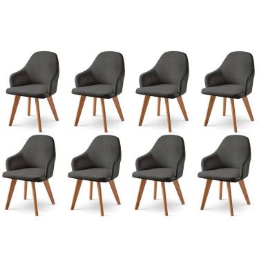 Imagem de Kit 8 Cadeiras para Mesa de Jantar Manuela Preto/Freijó