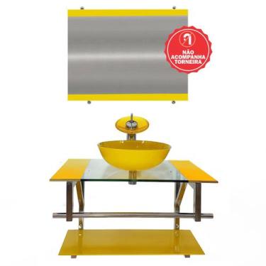 Imagem de Gabinete de Vidro 70cm para Banheiro Bulgária - EKASA, Amarelo