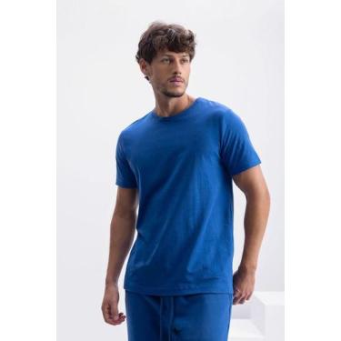 Imagem de Camiseta masculina em meia malha Essendi - M, Azul médio, M