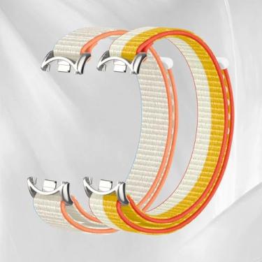Imagem de Pulseira esportiva de nylon compatível com Xiaomi Smart Band 10/9/8 para mulheres e homens, pulseira de substituição macia e respirável, 2 peças (branco leiteiro + milho/branco painço, para Xiaomi Mi