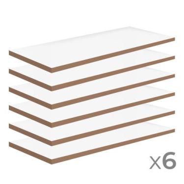 Imagem de Kit 6 Unid Prateleira MDF Para Make 50x25x1,5 Branco Firenze - Pottenz