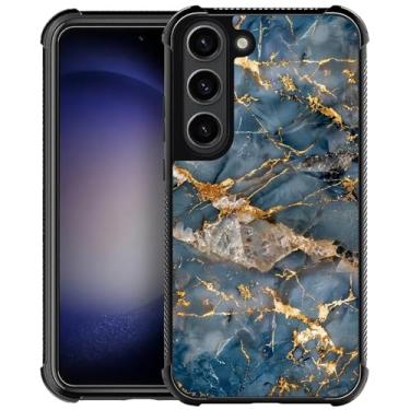 Imagem de WANKBLC Compatível com Samsung Galaxy S23, proteção à prova de choque para homens mulheres antiderrapante para Samsung Galaxy S23 Crazy Pattern azul cinza mármore veias douradas