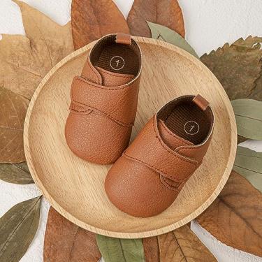 Imagem de Sapatos Oxford para bebês meninos meninas infantil clássico formal mocassim sola macia primeiro andador sapato social para festa de casamento marrom