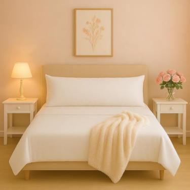 Imagem de Almofada Decorativa Grande Para Cama Cabeceira Casal Encosto de Dormir Leitura Travesseiro 60X140 Decoração Branca