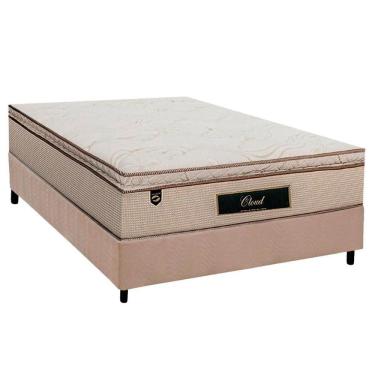 Imagem de Cama Box Casal: Colchão Molas Ensacadas Luckspuma Cloud + Base Crc Suede Clean (138x188)