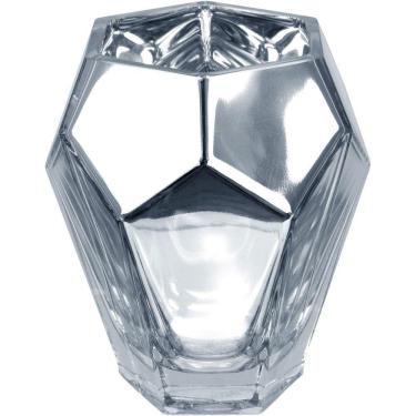 Imagem de Vaso Decorativo Enfeite Casa Geométrico Home&co Vidro 20x17x17cm Prata