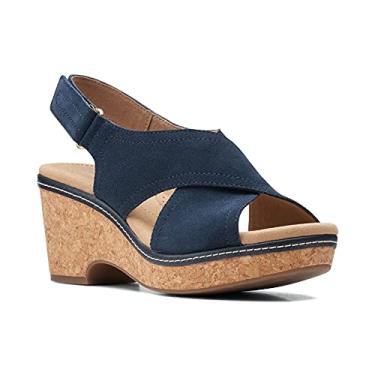 Imagem de Clarks Sandália feminina Giselle Cove Wedge, Couro marinho, 41