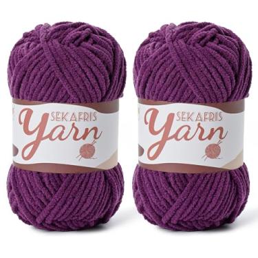 Imagem de Pacote com 2 fios de veludo fofos para crochê, cobertor de bebê macio para crochê, fios amigurumi de 100 g, fios de crochê de chenille de pelúcia, fio de quebra-cabeça para artesanato de tecelagem de