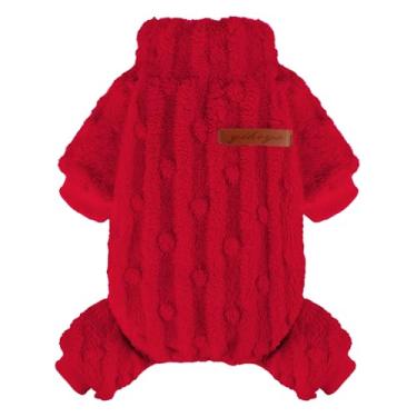 Imagem de Suéter de cachorro para cães pequenos, meninos e meninas, pulôver de gola rolê, roupas quentes grossas, casaco de lã para clima frio, pijamas chihuahua yorkie, macacão de cachorro para animais de