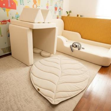 Imagem de Tatame Infantil Formato Folha – Tapete Infantil em Tecido Macio e Acolchoado com Design Moderno - Little Duck (Linho)