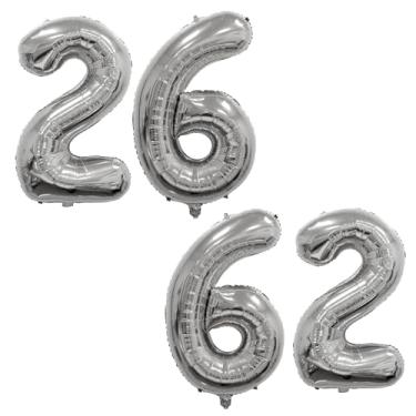 Imagem de Balões com números prateados de 101 cm, balões jumbo de 0 a 9 números Mylar para festa de aniversário, noivado, formatura, aniversário, chá de bebê, decorações de feliz ano novo, suprimentos de festa