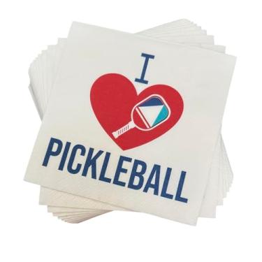 Imagem de Guardanapos de coquetel Keeks and Co I Love Pickleball | Artigos de festa Pickleball | Guardanapos decorativos de bebida para festa Pickleball |Presentes de pickleball menores de 15 anos