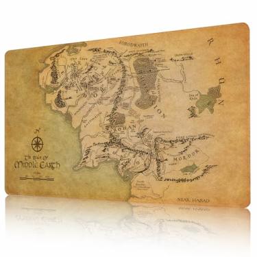 Imagem de MTG Playmat Stitched Edges - Hand-Drawn map of Middle-Earth- Compatible with Magic The Gathering Playmat - Play MTG, YuGiOh, TCG