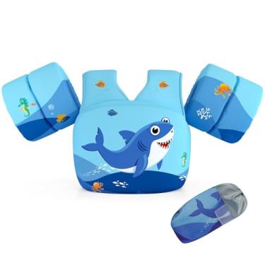 Imagem de DOOHALO Boia de natação infantil para crianças de 12,7 a 32 kg, colete flutuante de ombro e braço adequado para meninos e meninas de 2 a 9 anos de idade