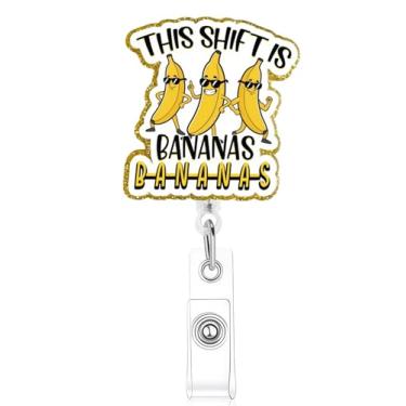 Imagem de This Shift is Bananas Badge Reel, suporte de crachá engraçado com clipe jacaré retrátil, presentes para estudantes de enfermagem RN LPN CNA MA trabalhador médico professor médico crachá com nome de