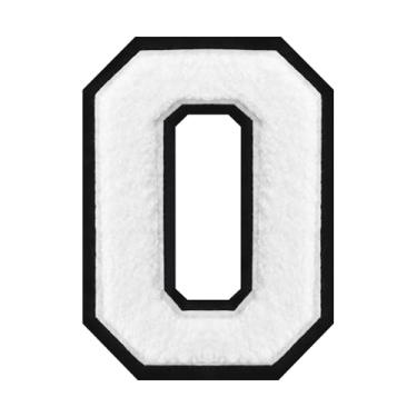 Imagem de Patch de número de chenille branco de 15 cm – aplique bordado grande universitário para jaquetas, camisas, moletons com capuz, bolsas e jeans – decoração de roupas DIY, uniforme de equipe e presente