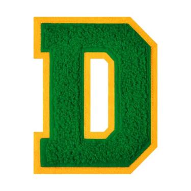 Imagem de 1 Patch de letra de chenille verde de 11,4 cm – Adesivos do alfabeto para roupas, jaquetas, mochilas, chapéus para decoração personalizada, nome personalizado e artesanato. (D)