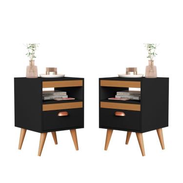 Imagem de Kit Mesa Cabeceira 2 Unidades Preto Ype Preto