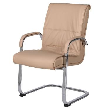 Imagem de Cadeira De Escritório Locutor Austin Fratini Pu Fendi Base Fixa Cromada