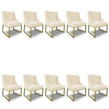 Imagem de Cadeira Sala De Jantar Industrial Dourado Kit 10 Liz Veludo D03 - D'rossi Rose