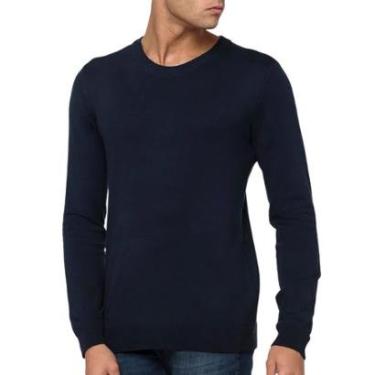 Imagem de Suéter Calvin Klein Tricot Crewneck CK Logo Azul Marinho-Masculino