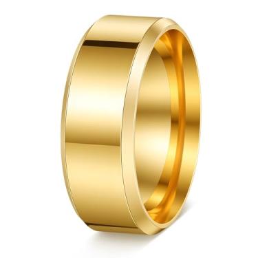 Imagem de Udolfly Alianças de casamento para homens mulheres 4 mm 6 mm 8 mm anéis de titânio altamente polido ouro/preto/prata anéis de compromisso para ele ela, 7, Metal, Sem pedra preciosa