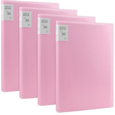 Imagem de MUKLEI Pacote com 4 livros de armazenamento de pintura de diamante A3, pasta de exibição de portfólio com 30 bolsos transparentes, fichário de portfólio de apresentação de arte para organizar fotos de