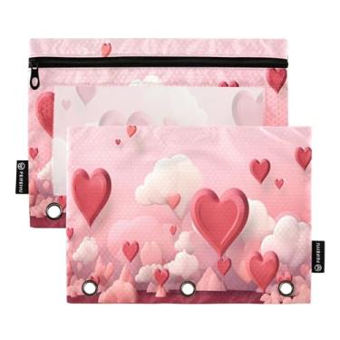 Imagem de Wassud Balão em forma de coração pacote com 2 pastas para fichário com 3 furos, pasta organizadora de arquivos para casa, escritório