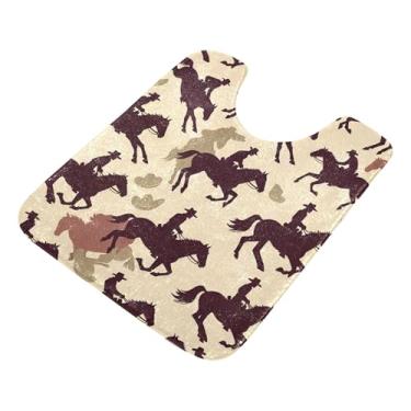 Imagem de Burbuja Tapete de banheiro Cowboys, tapete de banho absorvente de pelúcia macio, base antiderrapante para piso de banheiro, oval em forma de U