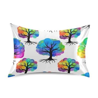 Imagem de Fronhas refrescantes engraçadas padrão King Queen capas de travesseiro de cetim macio para cama tamanho queen 76,2 cm x 50,8 cm arte árvores brancas