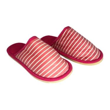 Imagem de Pantufa Feminina com Listras Pink, Tamanho 40/41,Pantufas Femininas, Chinelos para Spas, Pantufas Masculinas