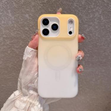 Imagem de Capa magnética com efeito degradê para iPhone 17 Air 16 15 14 Plus 13 12 Pro Max 11, à prova de choque, amarela, para iPhone 15