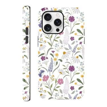 Imagem de FBHGLOA Capa de telefone para iPhone 16 Pro Max de 16,9 cm, estampa floral de borboletas, capa rígida de camada dupla + capa protetora de silicone à prova de choque para mulheres e meninas