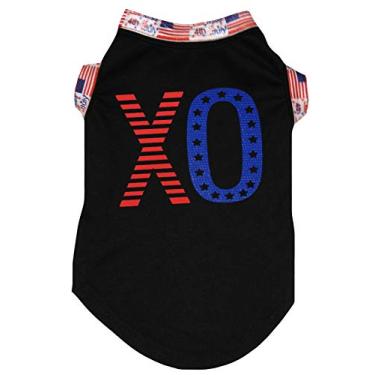 Imagem de Petitebella USA XO Camiseta Preta Roupas para Cães (Preta, Média)
