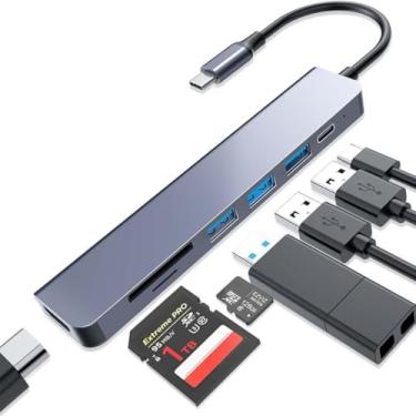 Imagem de Adaptador Hub USB-C DEX 7 em 1 Portas Sd HDMI 4k Power Delivery 100w Para Laptop Celular Computador