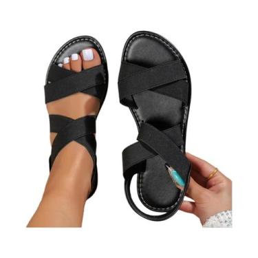 Imagem de Sandálias rasteiras simples e clássicas, sandálias elegantes e versáte