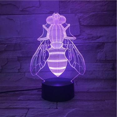 Imagem de Lâmpada LED 3D de ilusão de moscas de insetos com luz noturna com cores
