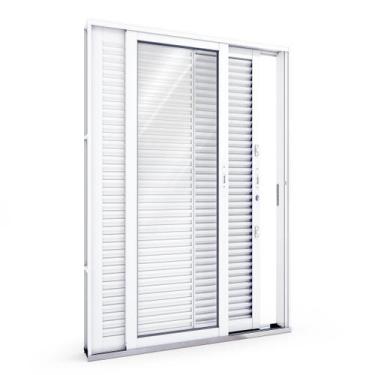 Imagem de Porta de Aço Balcão Flex 214x150cm com Vidro 3 Folhas Facilita Lucasa