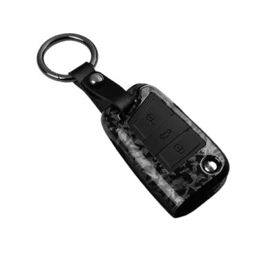 Imagem de Capa de chave de carro de fibra de carbono ABS compatível com VW Golf 7 MK7 Tiguan MK2 compatível com SEAT Ateca Leon FR 2 Ibiza compatível com Skoda Octavia(A F-Carbon Set 1)