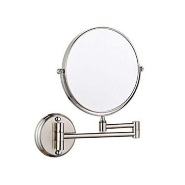 Imagem de CZCZC Espelho de maquiagem montado na parede, espelho de penteadeira giratório de 360 graus, extensão dupla face, espelho de beleza dobrável, 20 cm