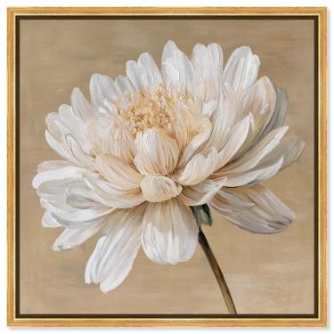 Imagem de Arte de parede floral com impressão em tela White Radiance II por Art Remedy, moldura dourada, 50 x 50 cm