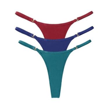 Imagem de Conjunto De 3 Calcinhas Tanga De Cintura Baixa Para Mulheres, Confortá
