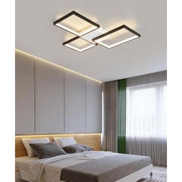 Imagem de Luminária de teto LED, com intensidade regulável e controle remoto, luminária de teto moderna quadrada em acrílico, iluminação de teto embutida para sala de estar, cozinha, escritório, quart