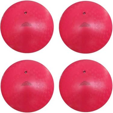 Imagem de AppleRound 21,5 cm Dodgeball Playground, pacote com 4 bolas com 1 bomba, tamanho oficial para Dodge Ball, handebol, acampamentos e escolas (4 bolas e 1 bomba) (vermelho)